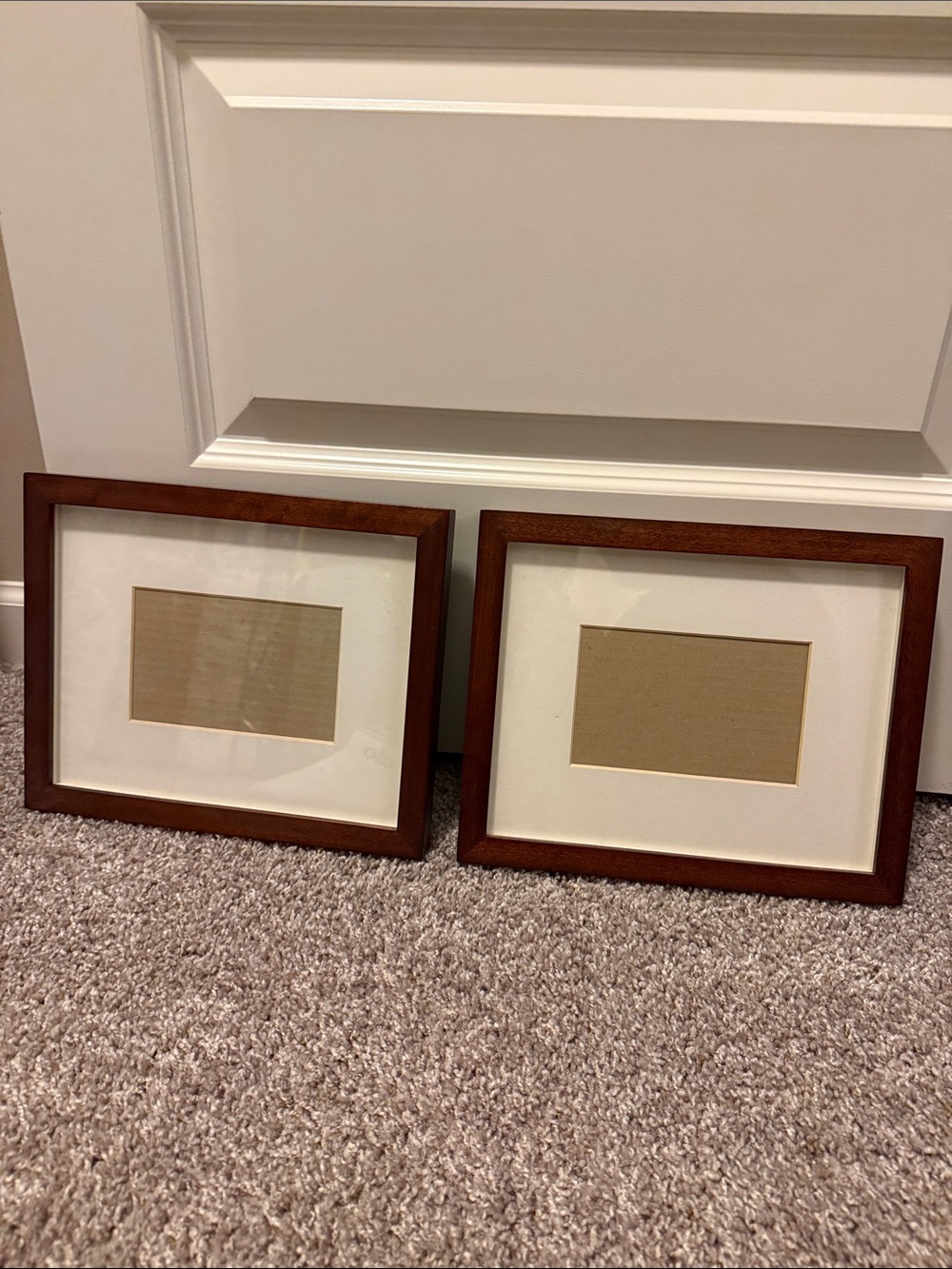 Two pottery barn rich brown wooden frames